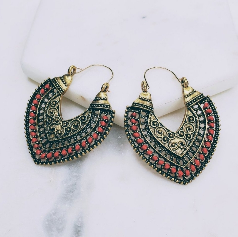 Antique gold boho earrings